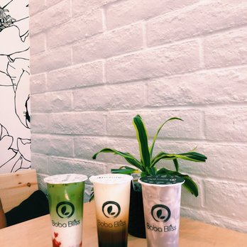 Boba Bliss - [Taken February 2020] Strawberry Matcha Latte, Royal King Oolong Milk Tea, and Taro Milkshake (all w/boba) - Bubble Tea Near Me - Dublin, California