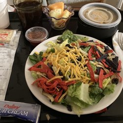 Barnes Jewish Hospital Cafeteria - Taco salad and bean soup with fruit cup