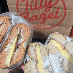 Tomato grilled cheese bagel (left), everything bagel (right) Tomato grilled cheese bagel (left), everything bagel (right)