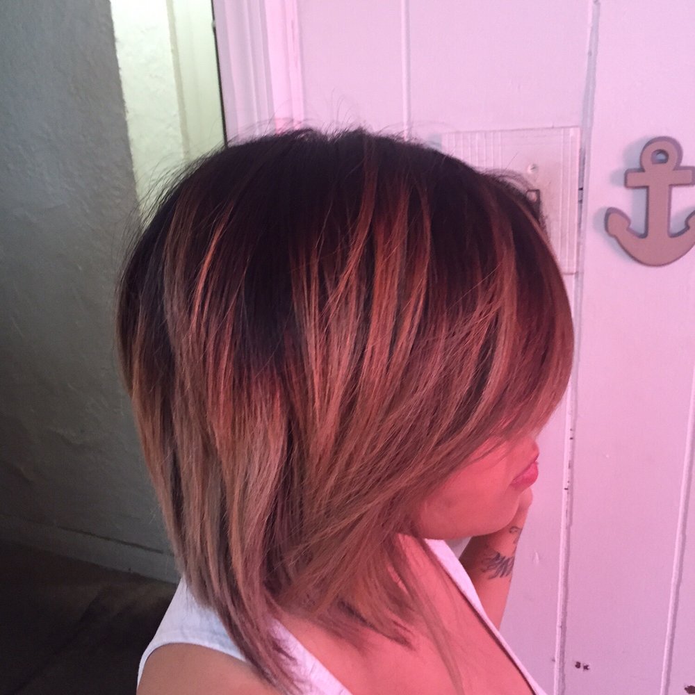 Sunshine Salon - Perfect ombré balayage on previous dark black hair with highlights - Hair Salons Near Me - Carson, California Sunshine Salon - Perfect ombré balayage on previous dark black hair with highlights - Hair Salons Near Me - Carson, California