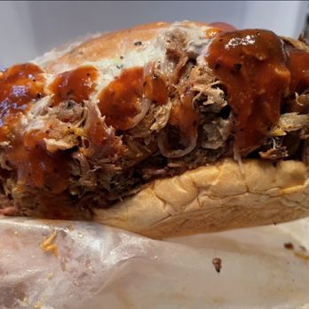 Dave's BBQ - Overstuffed Pulled pork sandwich with regular coleslaw-delicious and filling!! - Barbeque Near Me - Virginia Beach, Virginia