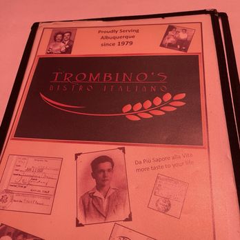 Trombino's Bistro Italiano - Menu cover - Italian Near Me - Albuquerque, New Mexico
