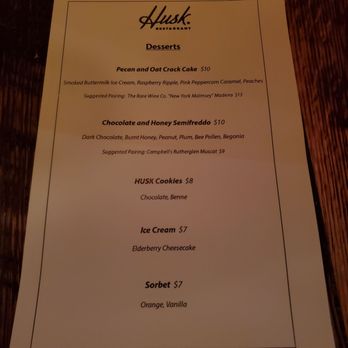 Husk Savannah - Dessert menu - Southern Near Me - Savannah, Georgia Husk Savannah - Dessert menu - Southern Near Me - Savannah, Georgia