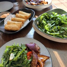 Eggplant, broccolini & spring rolls! Eggplant, broccolini & spring rolls!