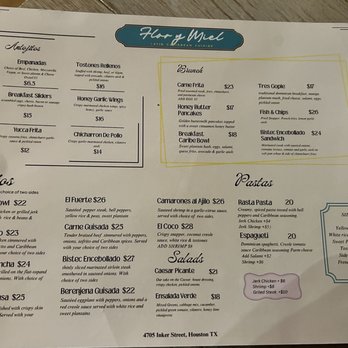 Flor y Miel - Menu part 1 - Caribbean Near Me - Houston, Texas Flor y Miel - Menu part 1 - Caribbean Near Me - Houston, Texas