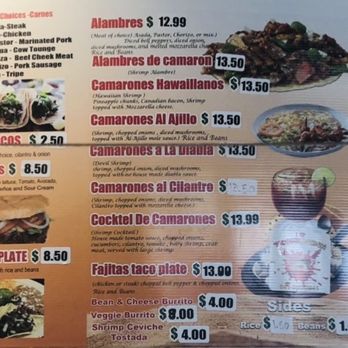 Tacos El Machin - The MENU above the register. - Tacos Near Me - Albany, Oregon