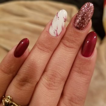 BackStage Nail & Spa - Verrrrrry pretty. Marble and glitter accent nails. (By Julia) - Nail Salons Near Me - Chicago, Illinois