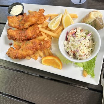Freeport Bar & Grill - Beer battered fish & chips with cole slaw - American Near Me - Sacramento, California Freeport Bar & Grill - Beer battered fish & chips with cole slaw - American Near Me - Sacramento, California