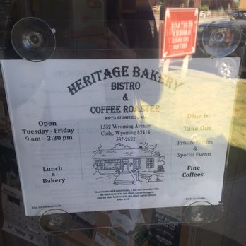 Heritage Bakery Bistro & Coffee Roasters - Short hours so make time for it! - American Near Me - Cody, Wyoming Heritage Bakery Bistro & Coffee Roasters - Short hours so make time for it! - American Near Me - Cody, Wyoming