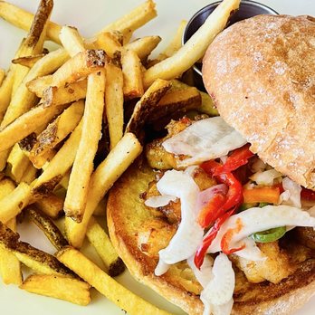 The Refectory Cafe - Rock Shrimp Burger - New American Near Me - Durham, North Carolina The Refectory Cafe - Rock Shrimp Burger - New American Near Me - Durham, North Carolina