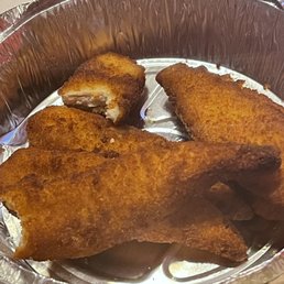 Overly processed chicken fingers. Overly processed chicken fingers.