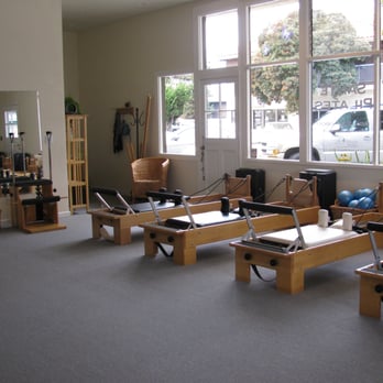 Sante Pilates Studio - A view of the Reformers. - Pilates Near Me - Carpinteria, California