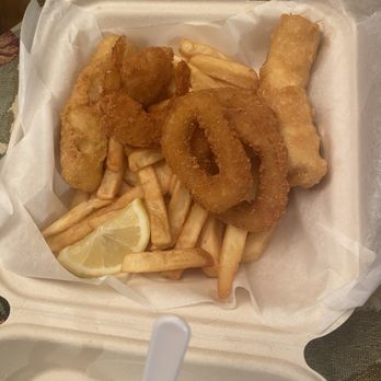 Island Fish & Chips - 3 item combo with battered shrimp, calamari and tempura fish - Seafood Near Me - Waikoloa, Hawaii