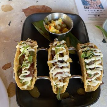 Hideout - Wonton Poke tacos, delicious!!! - Bars Near Me - Honolulu, Hawaii Hideout - Wonton Poke tacos, delicious!!! - Bars Near Me - Honolulu, Hawaii