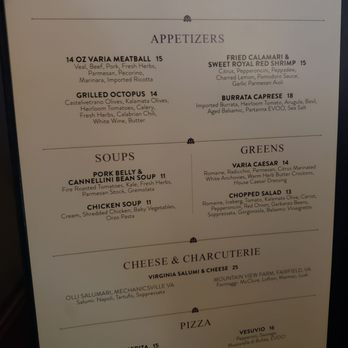 Varia - Menu - Italian Near Me - Norfolk, Virginia