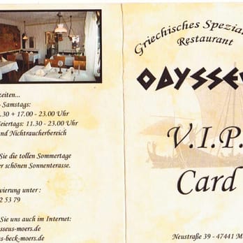 Restaurant Odysseus - VIP Karte . - Greek Near Me - Moers, NW Restaurant Odysseus - VIP Karte . - Greek Near Me - Moers, NW