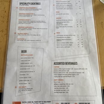 Memphis Cafe - Drink side of the menu - Southern Near Me - Costa Mesa, California
