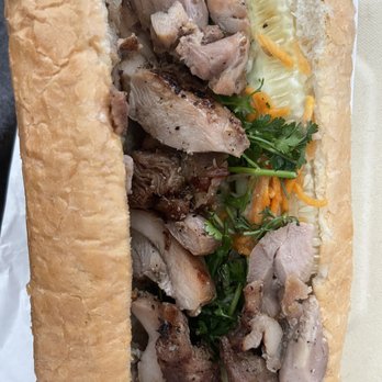 Saigon Dish - Banh mi, roll was very soft, not bad but i like crispier.  Otherwise pretty good, pretty normal for bbq chicken. - Vietnamese Near Me - Lawndale, California