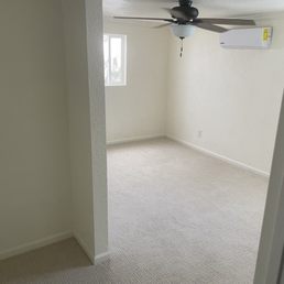 Bedroom with alcove entry.