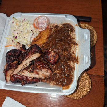 Scotthill Caribbean Cuisine - Boneless Jerk chicken, rice and peas, vinaigrette cole slaw and plantain slice. - Caribbean Near Me - Claremont, Ontario Scotthill Caribbean Cuisine - Boneless Jerk chicken, rice and peas, vinaigrette cole slaw and plantain slice. - Caribbean Near Me - Claremont, Ontario
