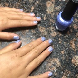 My daughter's mani - she loved the addition of glitter.