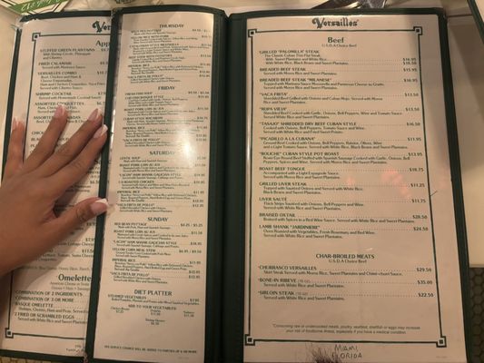 Menu photo 3 Versailles Miami, FL
