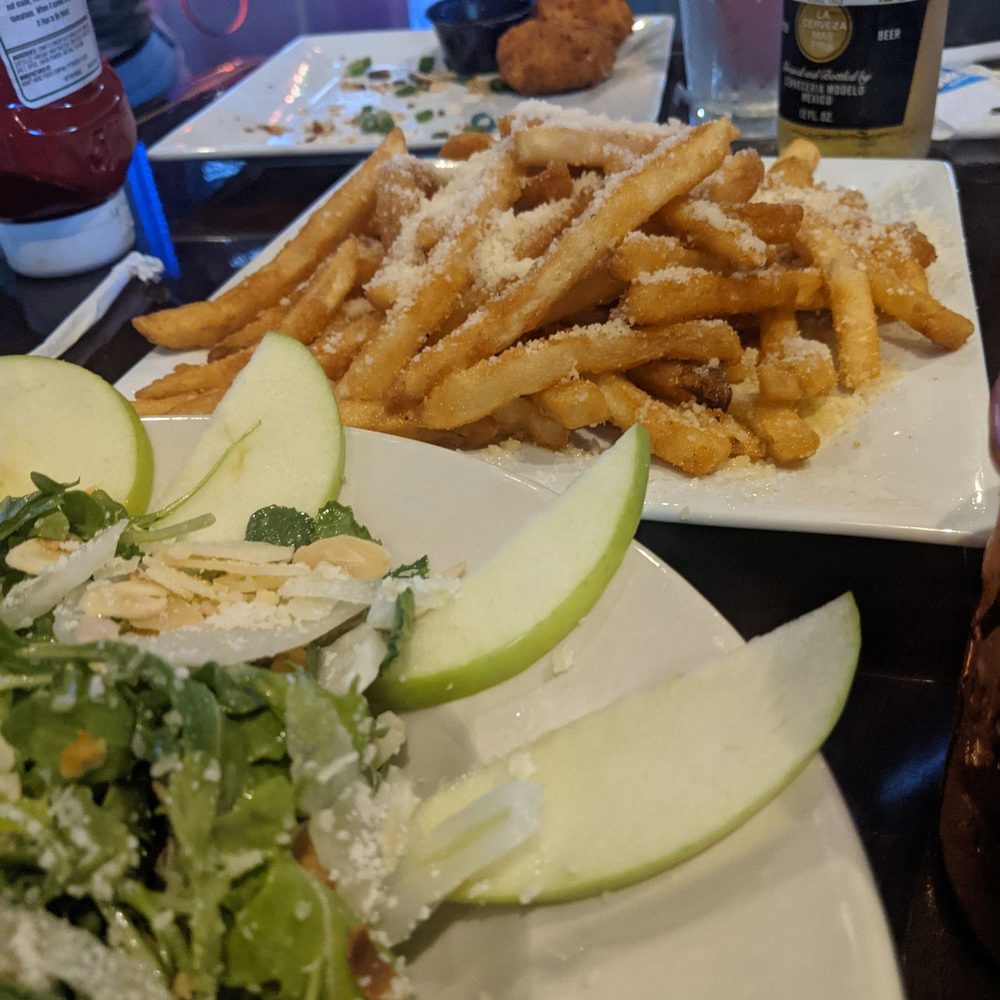 The Tipsy Boar - Green Apple Salad and Parmesan Truffle Fries - New American Near Me - Hollywood, Florida