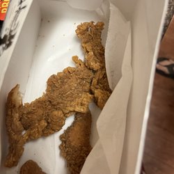 KFC - This is a four piece chicken tender.  Like jerky.  No thicker then two quarters