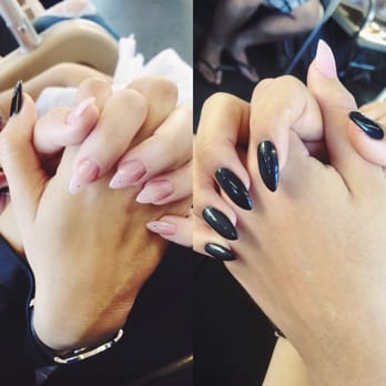 Aquatica Nails - My friend got black acrylic gel "claw" nails, and I got the same but in pink with rhinestones. - Nail Salons Near Me - San Francisco, California