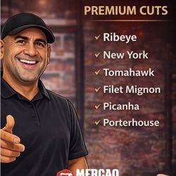 Mercao Butcher Shop - Premium cuts ready for your table.
Fresh, high-quality meat selected for real flavor.
Ribeye * Tomahawk * Wagyu * T-Bone * Picanha