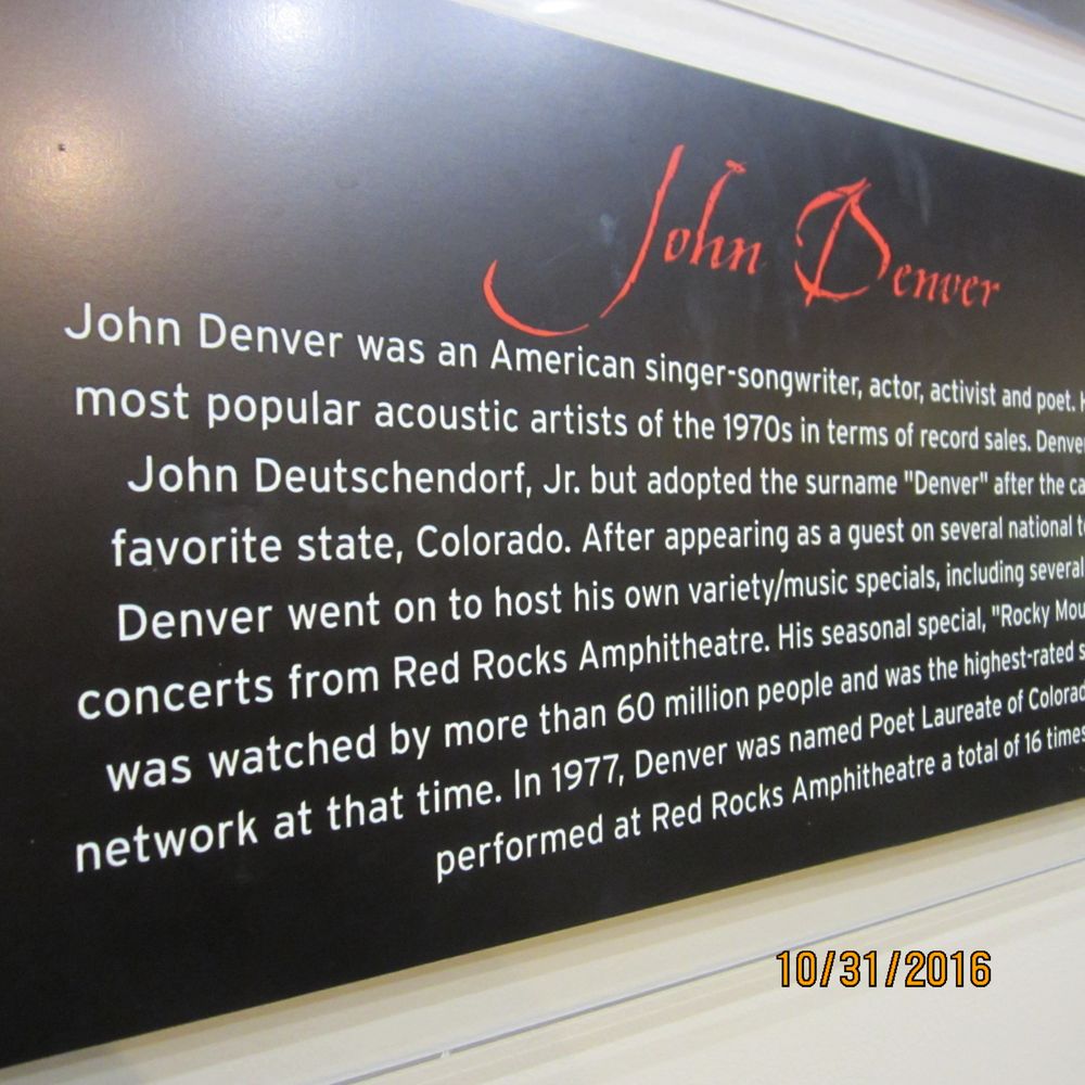 Red Rocks Park - Visitor Center exhibit on John Denver. - Parks Near Me - Morrison, Colorado Red Rocks Park - Visitor Center exhibit on John Denver. - Parks Near Me - Morrison, Colorado