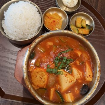 Hoya Korean Kitchen - Spicy tofu soup with seafood and side items - Korean Near Me - Fort Worth, Texas Hoya Korean Kitchen - Spicy tofu soup with seafood and side items - Korean Near Me - Fort Worth, Texas