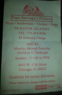 Menu photo 4 Papa Santiago's Pizzeria Chicago, IL