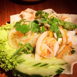 Thai Cafe Stockel - Yam woonsen. Spicy shrimp salad. You can choose your level of "hotness". A must.