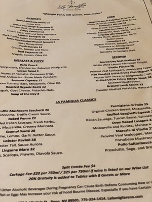 Menu photo 4 La Famiglia Reno, NV Menu photo 4 La Famiglia Reno, NV