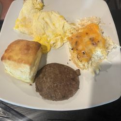 The Social - 2 eggs, sausage, hash browns, biscuit