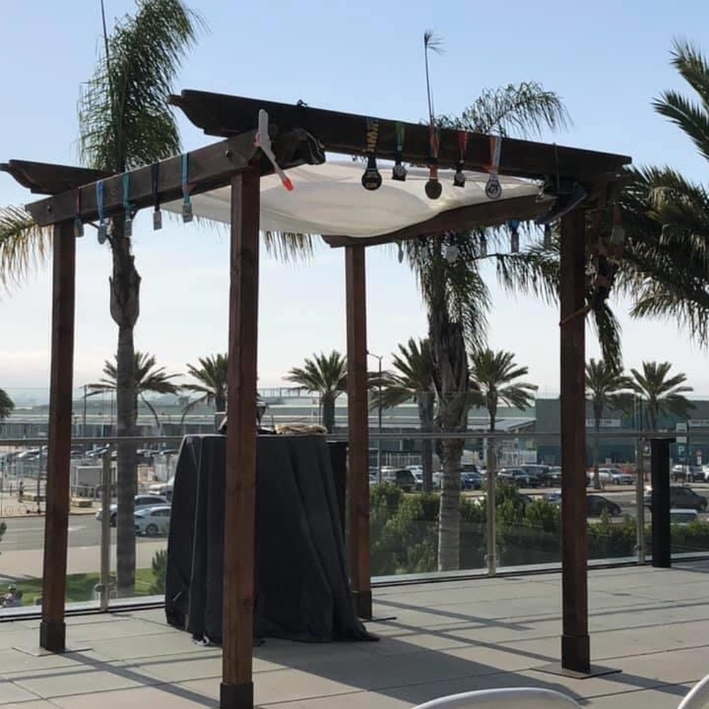 Wooden Chuppah, decorated with our race medals and Star Wars blasters. Shoes too, just not in this pic :) Wooden Chuppah, decorated with our race medals and Star Wars blasters. Shoes too, just not in this pic :)