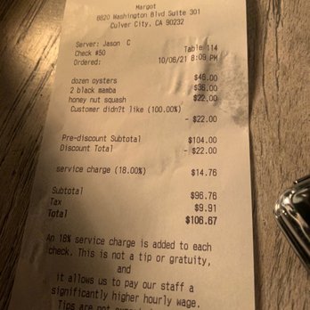 Margot - Said customer didn't like the salad (didn't say anything about it being contaminated) - Spanish Near Me - Culver City, California Margot - Said customer didn't like the salad (didn't say anything about it being contaminated) - Spanish Near Me - Culver City, California