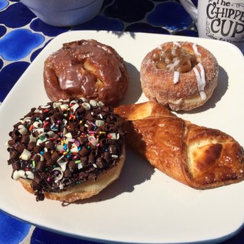 Montclair Bread Company - Clockwise from top: Peach Fritter, Apple Cinnamon (?), Cheese Danish, & Just Chocolate donut! Standout was definitely the Peach Fritter. - Bakeries Near Me - Montclair, New Jersey Montclair Bread Company - Clockwise from top: Peach Fritter, Apple Cinnamon (?), Cheese Danish, & Just Chocolate donut! Standout was definitely the Peach Fritter. - Bakeries Near Me - Montclair, New Jersey