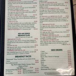 Breakfast menu