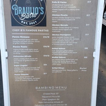 Braulio’s Bistro - Full menu - Italian Near Me - Modesto, California