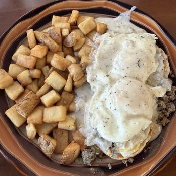 Thanks A Brunch - Biscuit and gravy with egg over easy on top - Breakfast & Brunch Near Me - Mesa, Arizona Thanks A Brunch - Biscuit and gravy with egg over easy on top - Breakfast & Brunch Near Me - Mesa, Arizona