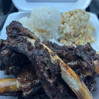 Matiki Island Barbecue - #1 Beef Rib Plate "Sam's Plate". ($16.75). 4 giant beef ribs. - Hawaiian Near Me - Fullerton, California Matiki Island Barbecue - #1 Beef Rib Plate "Sam's Plate". ($16.75). 4 giant beef ribs. - Hawaiian Near Me - Fullerton, California