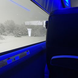 Safe aboard the bus in this snowstorm! Safe aboard the bus in this snowstorm!