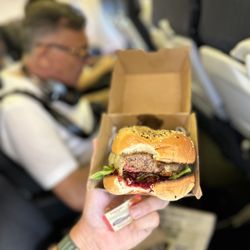 Glasshouse Bar - Taken on plane. Best burger I've had in a long time. Grass fed and all.