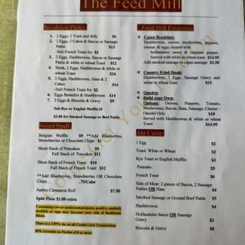 Jordan Feed Mill Restaurant - the menu - Breakfast & Brunch Near Me - Jordan, Minnesota