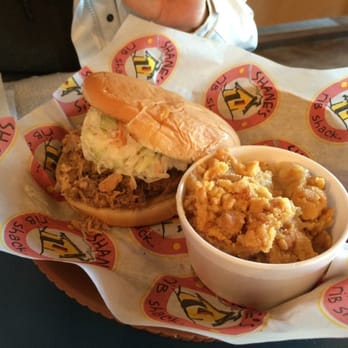 Shane's Rib Shack - Pulled pork sandwich and peach cobbler - Barbeque Near Me - Brunswick, Georgia