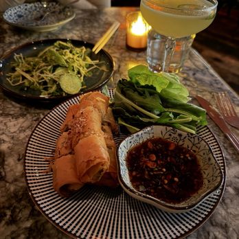 Wallflower - Duck Lumpia and Snap Pea Salad - Asian Fusion Near Me - Venice, California Wallflower - Duck Lumpia and Snap Pea Salad - Asian Fusion Near Me - Venice, California