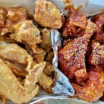 Yetnal Tongdak - 1/2 regular fried + 1/2 Sweet and Spicy Fried Chicken - Korean Near Me - Flushing, New York