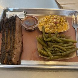 Beef Brisket Green Beans Corn maque choux House BBQ Sauce Beef Brisket Green Beans Corn maque choux House BBQ Sauce